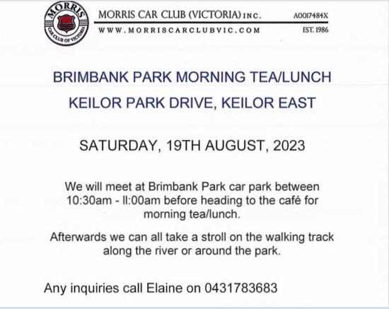 Brimbank Park In August Morris Car Club Vic